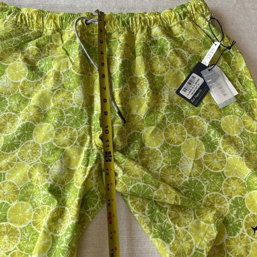 Fish Hippie Co Mens XXL Lime Citrus Print Volley Swim Trunks 8 Inch